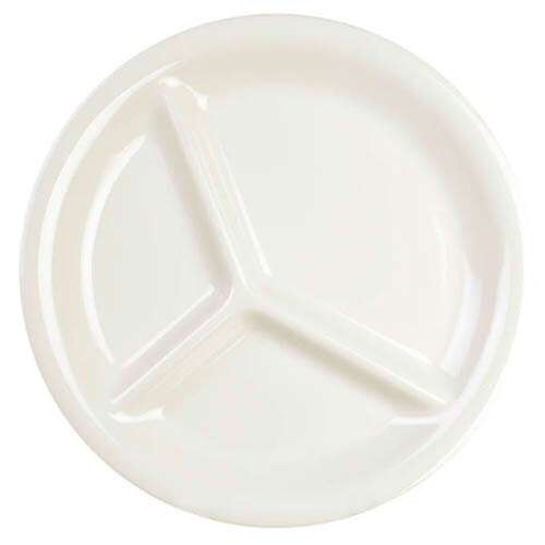 Thunder Group CR710V 10.25 Inch Western Ivory 3 Compartment Melamine Plate, DZ