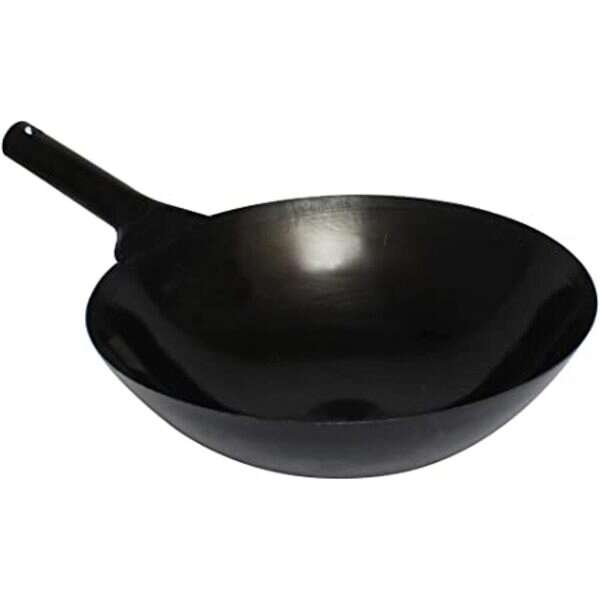 Thunder Group IRWK001, 14x4.5-inch Iron Taiwan Wok with 6.5-inch Handle, EA
