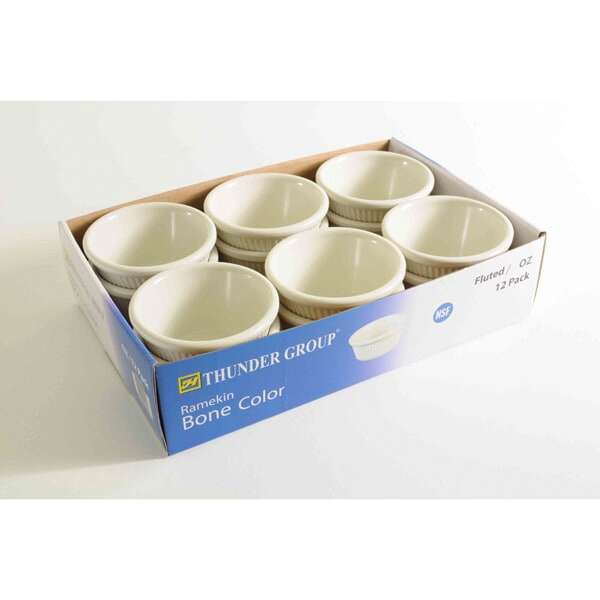 Thunder Group ML509B1R 2 Oz 2.8 Inch Fluted Melamine Round Bone Ramekin (Retail Pack), DZ