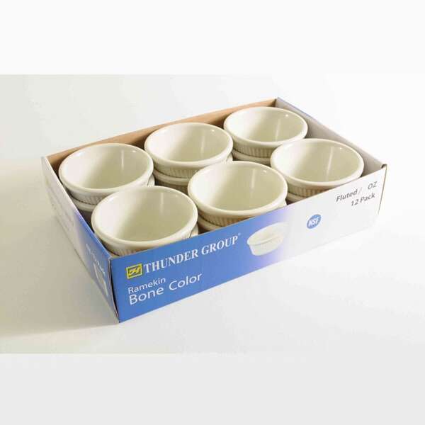 Thunder Group ML532B1R 4 Oz 3.38 Inch Fluted Melamine Round Bone Ramekin (Retail Pack), DZ