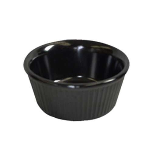 - ML532BL1 4 Oz 3.38 Inch Fluted Melamine Round Black Ramekin, DZ