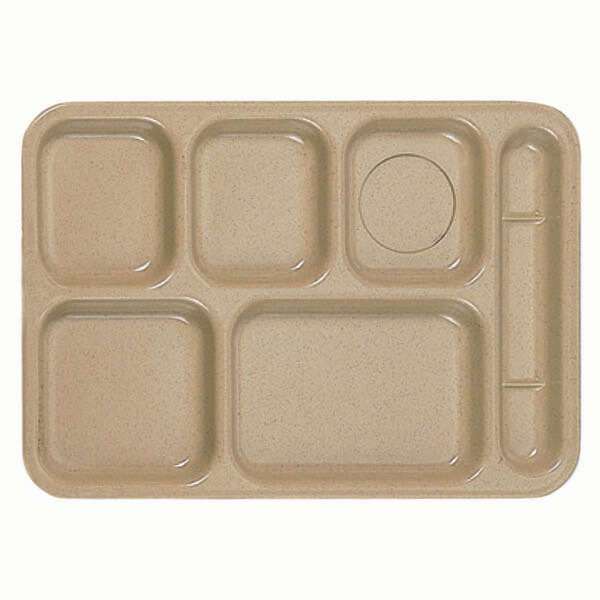 Thunder Group ML802S 14.5 x 10 Inch Western Milestone Melamine Rectangular Right-Hand 6 Compartment Sand Colored Tray, DZ