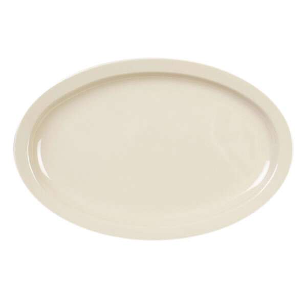 Thunder Group NS513T 13 x 8.5 Inch Western Nustone Tan Melamine Oval Beige Narrow Rim Platter, DZ