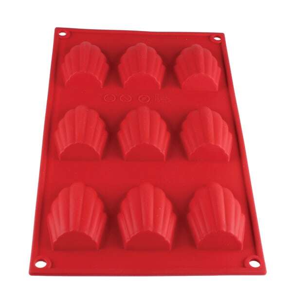 - PLBM006S, 1-Ounce Madeleine High Heat Silicone Baking Mold, 9 Cavities