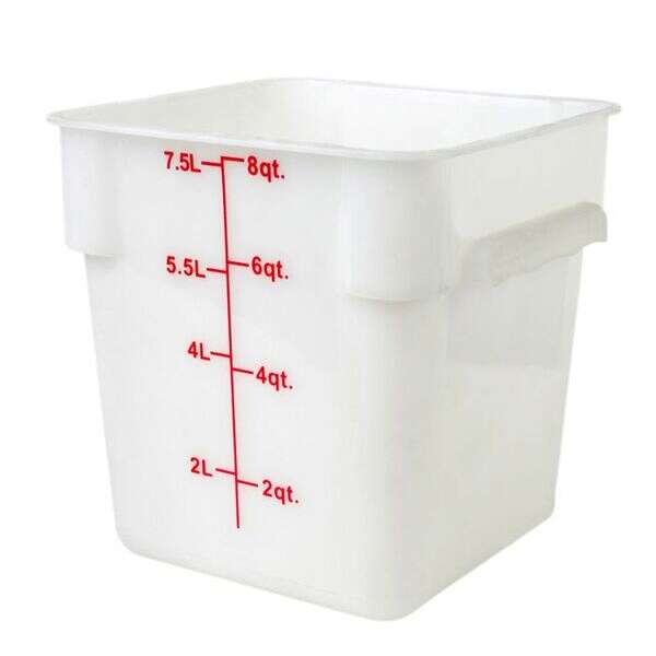 Thunder Group PLSFT008PP, 8-Quart Plastic White Square Food Storage Containers (Lids sold separately)