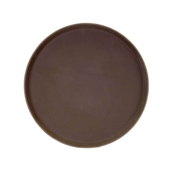 Thunder Group PLST1600BR, 16-Inch Polypropylene Rubber Lined Round Serving Tray, Brown