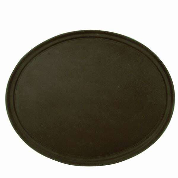Thunder Group PLST2700BL, 22x27-Inch Polypropylene Rubber Lined Oval Serving Tray, Black