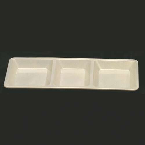 Thunder Group PS5103V 28 Oz 15 x 6 1/4 x 1 3/8 Inch Western Passion Pearl Melamine Rectangular 3 Compartment Tray, EA