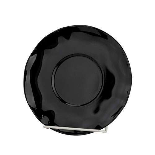 Thunder Group RF1065BW 6 1/2 Inch Western Black Pearl Round Melamine Two Tone Black Saucer for RF9475, EA