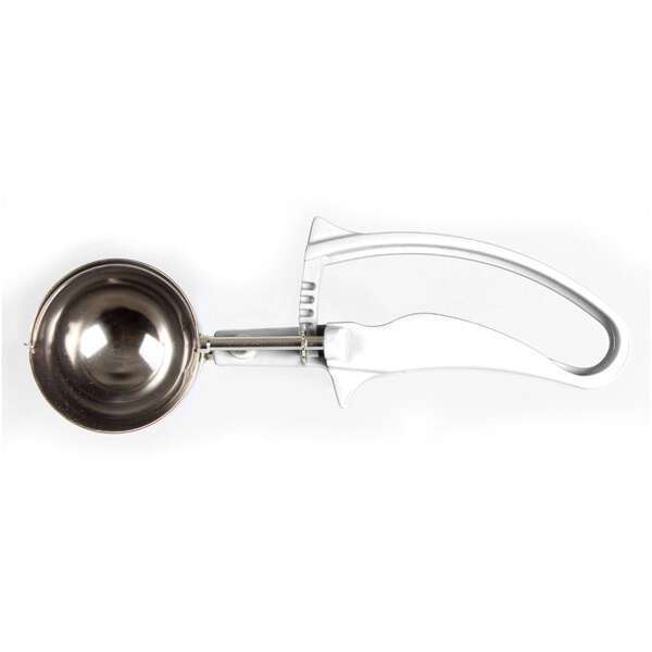 - SLDS206G, 5.3-Ounce Stainless Steel Ice-Cream Disher, Size 6, Coated Handle, White