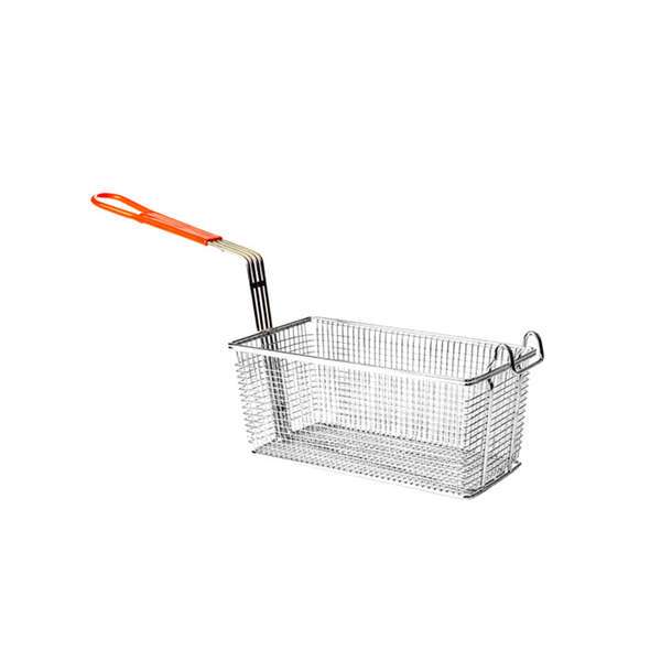 - SLFB008, 12 1/8 x 6 1/2 x 5 3/8-Inch Rectangular Nickel-Plated Fry Basket With Orange Handle