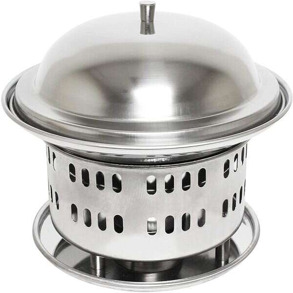 Thunder Group SLFM001, 7x7.25-inch Steel Chafing Wok Set of Lid, Body & Base, Set of 3