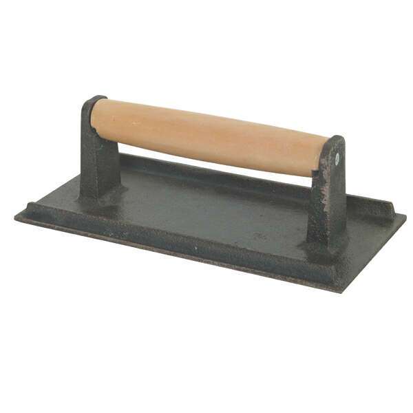 Thunder Group SLKSW108, 4.2x8.25-Inch Cast Iron Steak Press with Wooden Handle