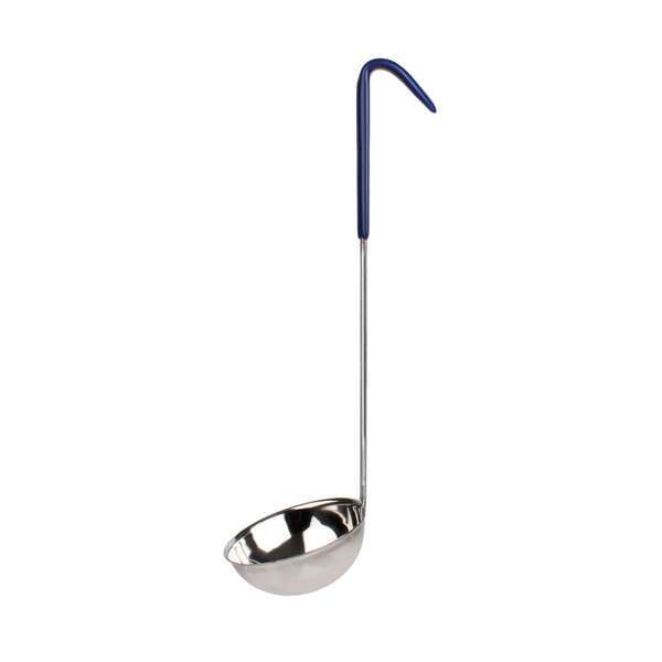 - SLOL207, 8-Ounce One Piece Stainless Steel Ladle, Coated Hooked Handle, Blue