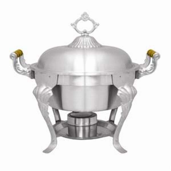 Thunder Group SLRCF8632, 5-Quart Stainless Steel Half Size Round Vintage Chafer with Wood Handles