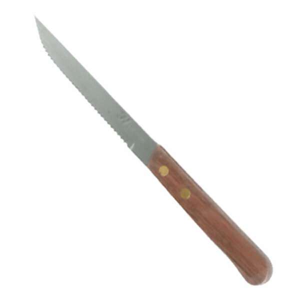 - SLSK008, 4.5-Inch Stainless Steel Pointed Tip Steak Knife with Wood Handle, 12/Pack