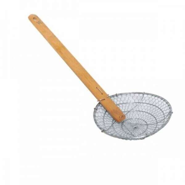 Thunder Group SLSKR104GV, 4x1.25-inch Galvanized Fine Mesh Skimmer with 9.25x1-inch Bamboo Handle, EA