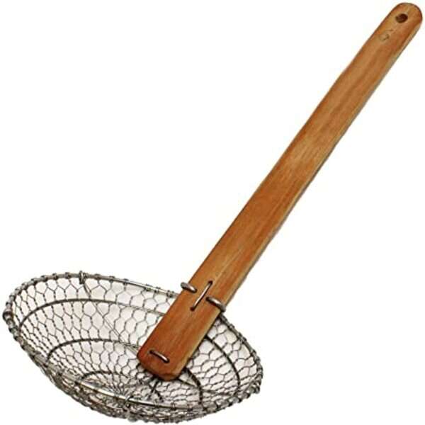 Thunder Group SLSKR106GV, 6x1.75-inch Galvanized Fine Mesh Skimmer with 11.5x1-inch Bamboo Handle, EA