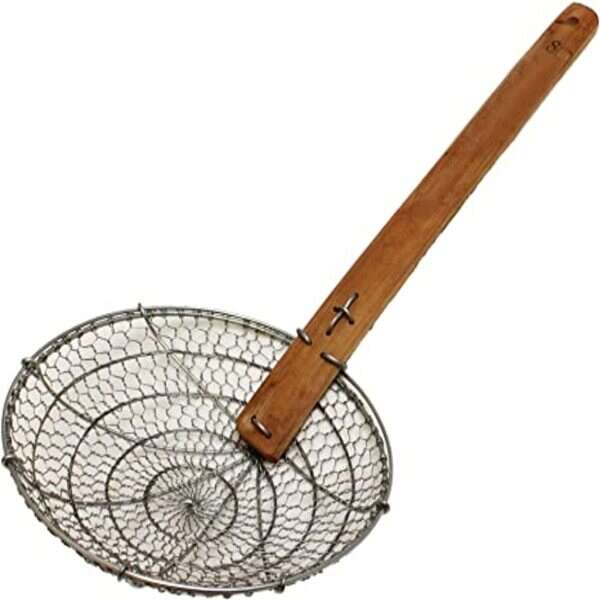 Thunder Group SLSKR110GV, 10x3-inch Galvanized Fine Mesh Skimmer 12x1-inch Bamboo Handle, EA