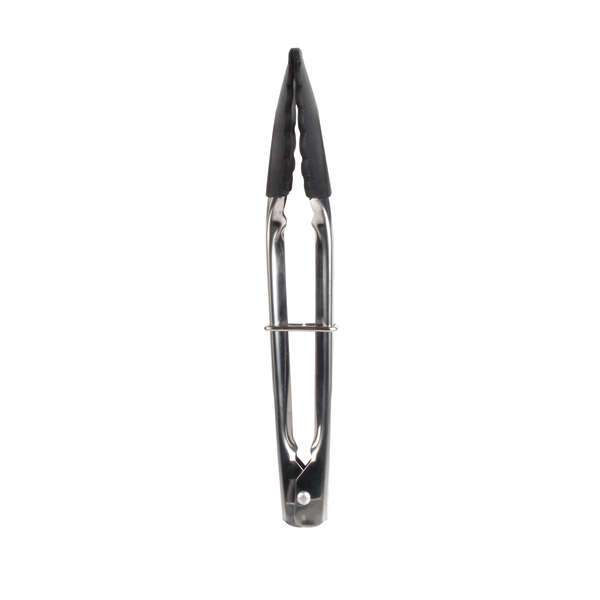 Thunder Group SLTHUT507, 7-Inch 1-Piece Stainless Steel Scalloped Utility Tong, Silicone Tips, Lockinh Ring