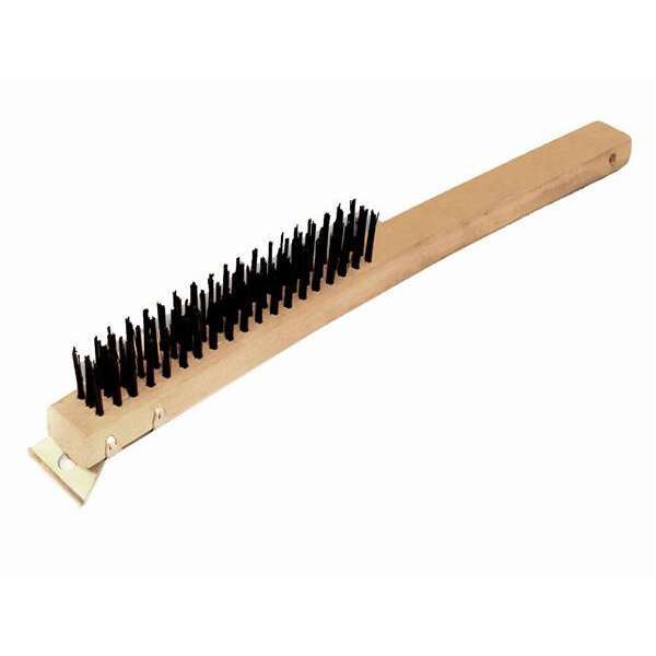 - WDВЅ014, 14-Inch Wire Brush with Scraper, Wood Handle