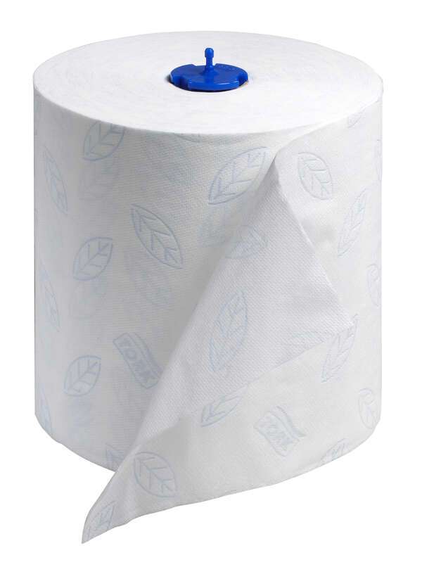 Tork 290094, 7.75" 300 Ft, 2-Ply Premium Extra Soft Matic Hand Towel Roll, White with Leaf Print, 6/Cs