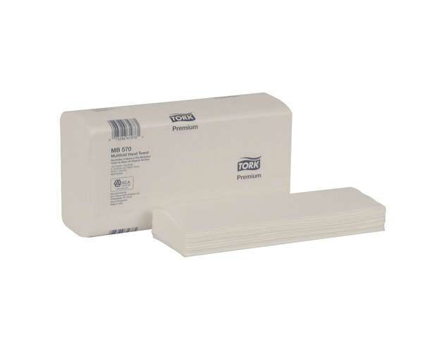 Tork MB570, 9.5" x 9.13" 3-Panel Premium Multifold Towel, White, 2400/Cs