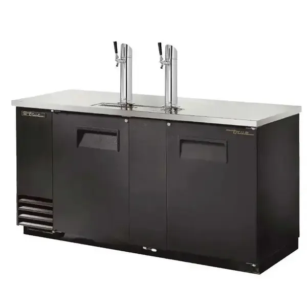 True Refrigeration True TDD-3-HC, 2 Taps 1/2 Barrel Draft Beer Cooler - Black, 3 Kegs Capacity