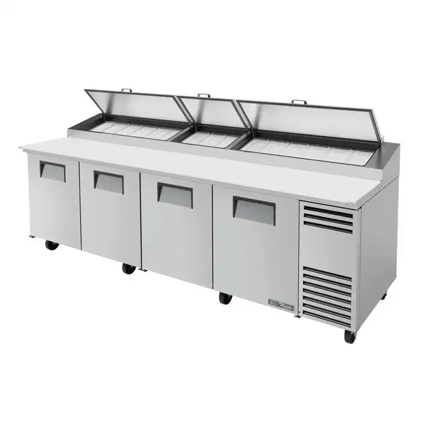 True Refrigeration True TPP-AT-119-HC, 119.25-Inch 4 Door Counter Height Refrigerated Pizza Prep Table