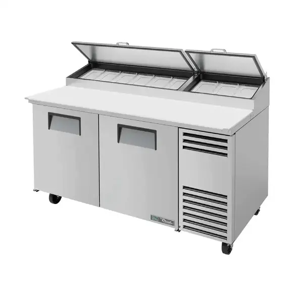 True Refrigeration True TPP-AT-67-HC, 67.38-Inch 2 Door Counter Height Refrigerated Pizza Prep Table