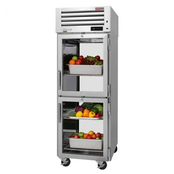 Turbo Air PRO-26-2R-G-PT-N 4 Glass Half Doors, Pass-Thru Top Mount Refrigerator