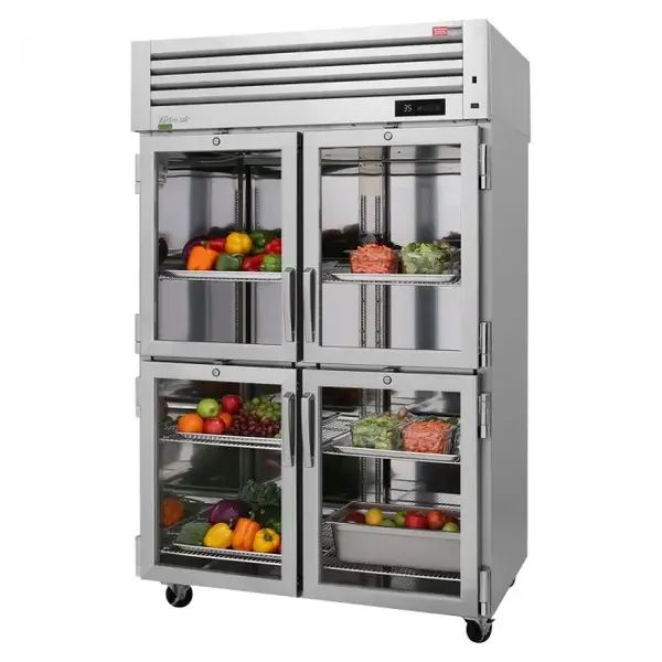 Turbo Air PRO-50-4R-GS-PT-N 4 Half Glass Front Door & 4 Half Solid Back Door Pass-Thru, Top Mount Refrigerator
