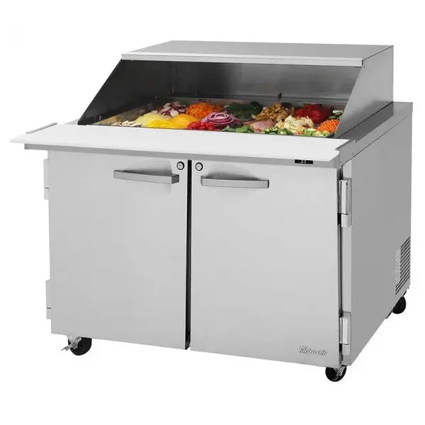 Turbo Air PST-48-18-N-SL 2 Solid Doors Mega-Top, Sandwich/Salad Prep Table, Removable Slide Back Lid