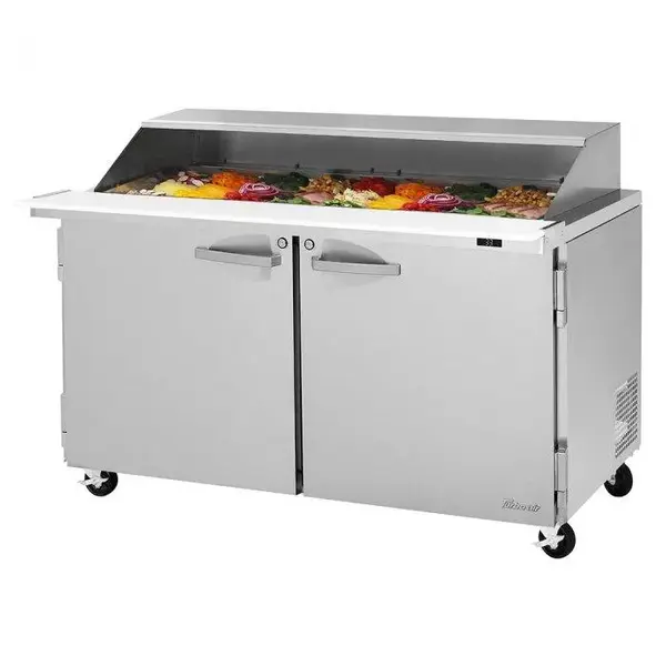 Turbo Air PST-60-24-N-SL 2 Solid Doors Mega-Top, Sandwich/Salad Prep Table, Removable Slide Back Lid