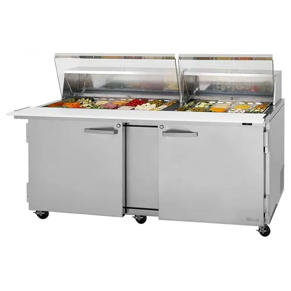 Turbo Air PST-72-30-N-CL 2 Solid Doors Mega-Top, Sandwich/Salad Prep Table, Clear Lid