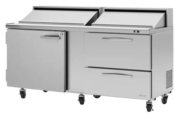 Turbo Air PST-72-D2L-N, 2 Drawers 1 Left-Hinged Door Sandwich/Salad Prep Table