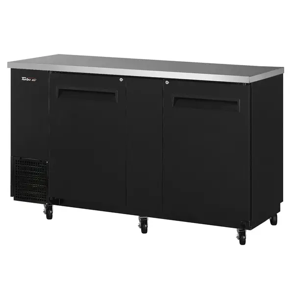 Turbo Air TBB-24-60SB-N6 Underbar 24.5-Inch D Narrow, 2 Solid Door (61-Inch L), Black Vinyl Ext. Back Bar, R-600a