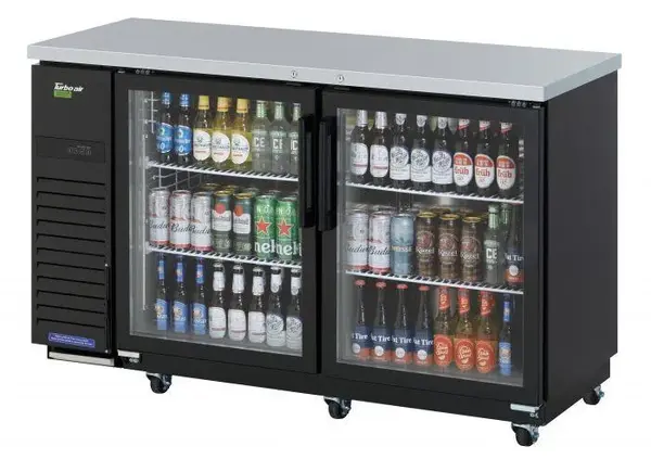 Turbo Air TBB-24-60SGD-N 61-Inch 2 Glass Door Underbar Back Bar, Black Vinyl Exterior
