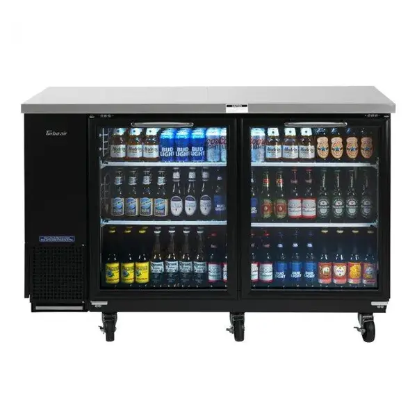 Turbo Air TBB-24-60SGD-N 61-Inch 2 Glass Door Underbar Back Bar, Black Vinyl Exterior