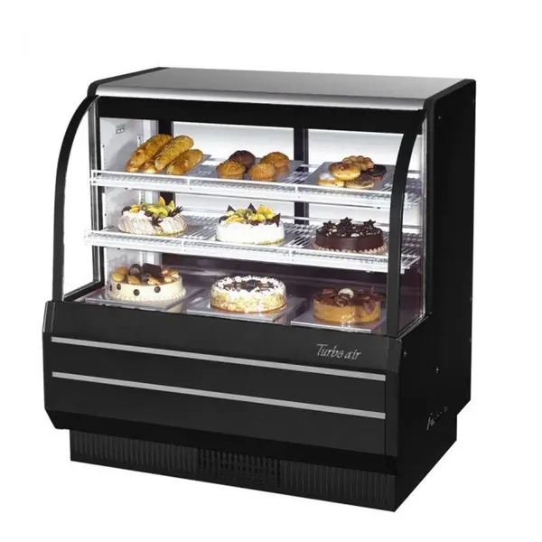Turbo Air TCGB-48-B-N, 48.5-Inch 15.6 cu. ft. Curved Glass Refrigerated Bakery Display Case with 2 Shelves