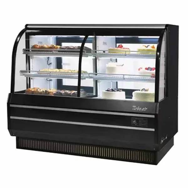 Turbo Air TCGB-60CO-B-N, 60.5-Inch 20.6 cu.ft. Curved Glass Refrigerated Bakery Display Case with 4 Shelves