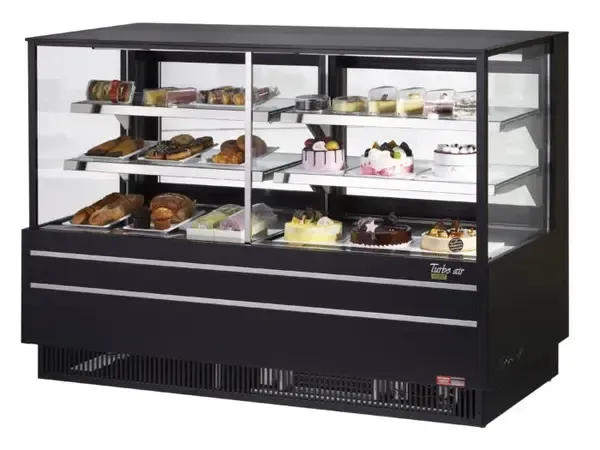 Turbo Air TCGB-72UF-CO-B-N, 72-inch Glass Black Refrigerated Combo Bakery Case
