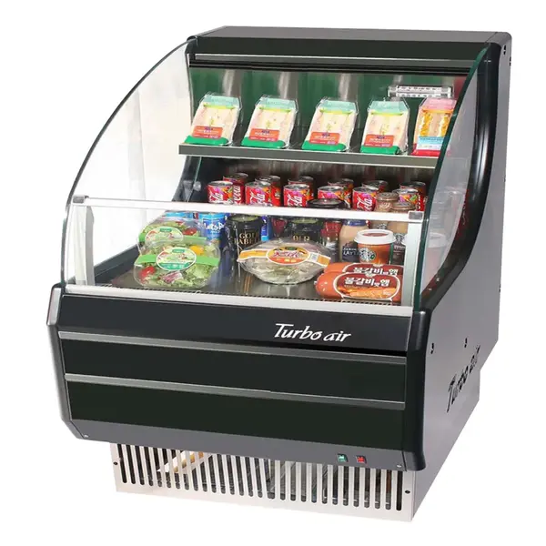 Turbo Air TOM-30LB-SF-A, Black (Exterior and Interior) 28-inch Low Profile Horizontal Air Curtain Display Case with Front Panel