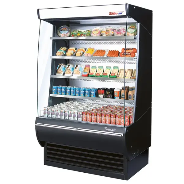 Turbo Air TOM-36DXB-N Open Display Merchandiser 36-Inch L Extra Deep Black, 34-Inch Deep Black