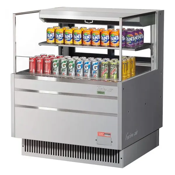 Turbo Air TOM-36L-UFD-S-2S-N, 34-inch 1 Shelf Low Profile Open Display Case, Rear Sliding Doors