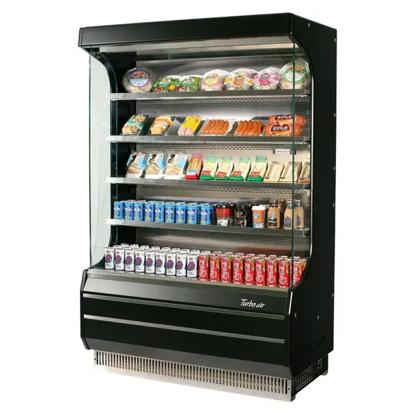 Turbo Air TOM-40B-SF-A, Black (Exterior and Interior) 39-inch Air Curtain Merchandiser with Front Panel