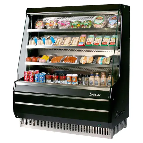 Turbo Air TOM-40MB-SF-A-N Open Display Vertical Merchandiser 39-Inch L Medium SS Front Panel-Black Ext.& Int.