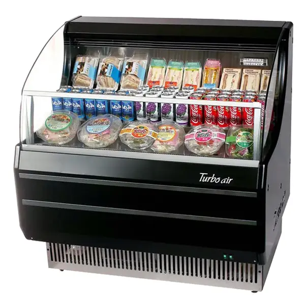 Turbo Air TOM-40SB-SP-N Open Display Horizontal Merchandiser 39-Inch L Slim Line Solid Side Panel-Black