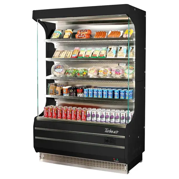 Turbo Air TOM-50B-SF-A, Black (Exterior and Interior) 50-inch Air Curtain Merchandiser with Front Panel
