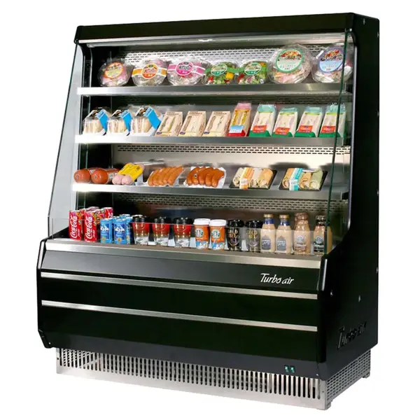 Turbo Air TOM-50MB-SF-N Open Display Vertical Merchandiser 50-Inch L Medium SS Front Panel-Black